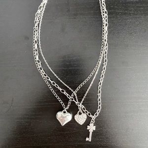 Triple Charm Triple Chain Necklace